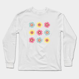 Spring flowers triangle patchwork quilt Long Sleeve T-Shirt